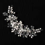 Crystal Headbands Silver Plated Flower Pearls Hairbands for Women Girls Wedding