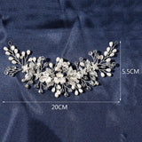 Crystal Headbands Silver Plated Flower Pearls Hairbands for Women Girls Wedding