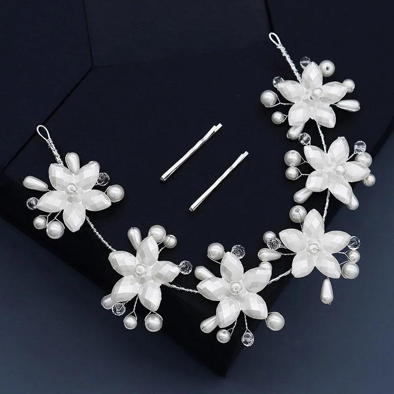 Flower Pearl Headband for Women Wedding Hair Accessories Bride Headpiece
