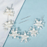 Flower Pearl Headband for Women Wedding Hair Accessories Bride Headpiece