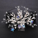 Silver Crystal Rhinestone Wedding Hair Combs Bridal Headpiece Tiara