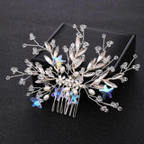 Silver Crystal Rhinestone Wedding Hair Combs Bridal Headpiece Tiara