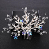 Silver Crystal Rhinestone Wedding Hair Combs Bridal Headpiece Tiara