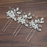 3PCS Crystal Beads Women Hair Pin Pearl Bride Hairpins Wedding Bridal