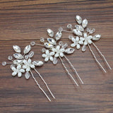 3PCS Crystal Beads Women Hair Pin Pearl Bride Hairpins Wedding Bridal