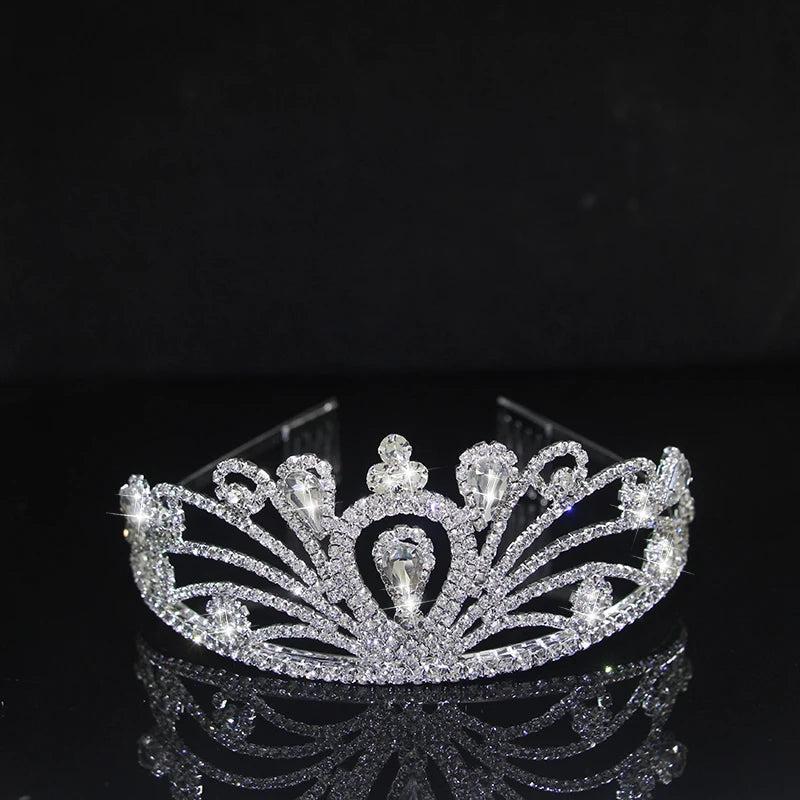 Silver Rhinestone Princess Crown Headband Wedding Hair Accessories