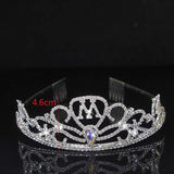 Silver Rhinestone Princess Crown Headband Wedding Hair Accessories