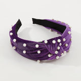Corduroy Pearls Topknot Headbands Women Accessories