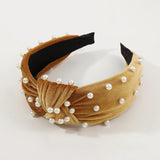 Corduroy Pearls Topknot Headbands Women Accessories