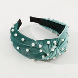 Corduroy Pearls Topknot Headbands Women Accessories