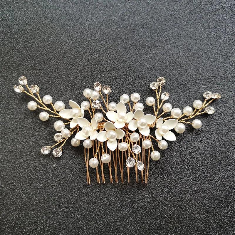 Crystal Rhinestone Pearl Bridal Hair Comb Wedding Headpiece Hair Accessories
