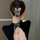 Vintage Geometric Pearl Tassel Hair Fork Hairpin