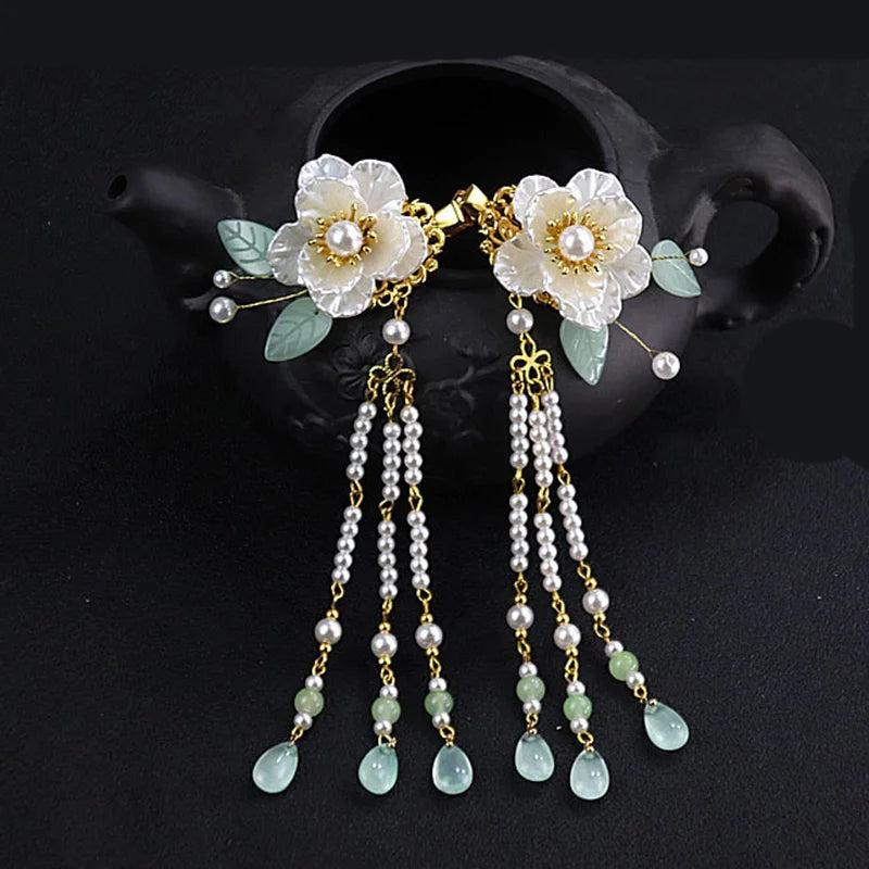 Camellia Tassel Pearl Hairpin Hanfu Headdress Hair clip