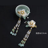 Camellia Tassel Pearl Hairpin Hanfu Headdress Hair clip