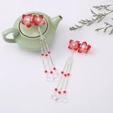 Vintage Hanfu Flower Pearl Long Tassel Hair Clip Women Hair Clip Hairpin