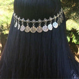 Bohemian Coins Tassel Head Chain Antique Silver Headwear