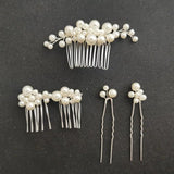 3 Colors Simulated Pearls Wedding Hair Comb Hair Pins Stickers Set