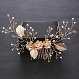 Vintage Pearl Leaf Hair Combs for Bride Wedding