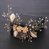 Vintage Pearl Leaf Hair Combs for Bride Wedding