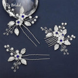 Crystal Flower Bridal Hair Comb & Hairpins Set