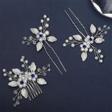 Crystal Flower Bridal Hair Comb & Hairpins Set