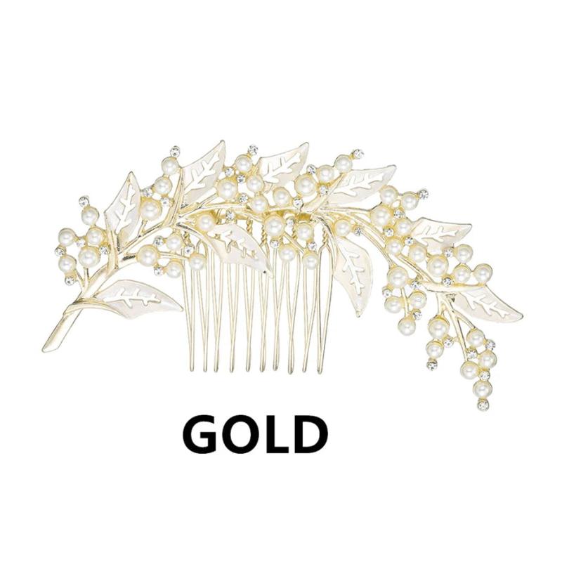 Efily Leaves Pearl Hair Comb Clips Wedding Bridal Headpiece