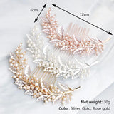 Efily Leaves Pearl Hair Comb Clips Wedding Bridal Headpiece