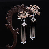 Chinese Style Flower Plant Hairpins Retro Tassel Headpieces for Women Girls