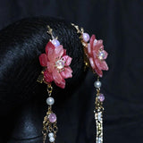 Antique Hanfu Flower Hairpin Tassel Hair Clip Women Headdress