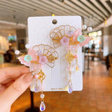 Chinese Style Fan Hair Clip with Tassel Design