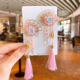 Chinese Style Fan Hair Clip with Tassel Design