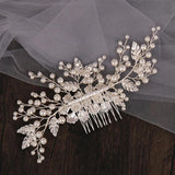 Silver Metal Hair Combs Flower Leaf Hairpins for Bride