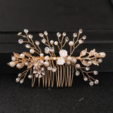 Crystal Pearl Flower Hair Comb Headband Bridal Hair Jewelry
