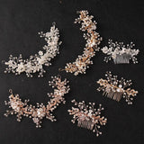 Crystal Pearl Flower Hair Comb Headband Bridal Hair Jewelry