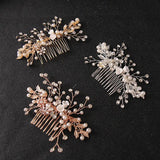 Crystal Pearl Flower Hair Comb Headband Bridal Hair Jewelry