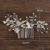 Crystal Pearl Flower Hair Comb Headband Bridal Hair Jewelry