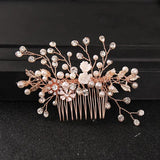 Crystal Pearl Flower Hair Comb Headband Bridal Hair Jewelry