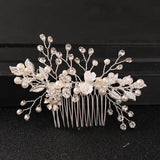 Crystal Pearl Flower Hair Comb Headband Bridal Hair Jewelry