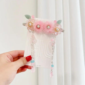 Girl Hairball Flowers Fairy Long Fringe Women Bride Hair Clip