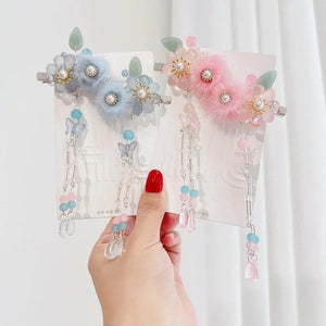 Girl Hairball Flowers Fairy Long Fringe Women Bride Hair Clip