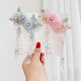 Girl Hairball Flowers Fairy Long Fringe Women Bride Hair Clip