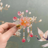 Chinese Style Peach Flower Hair Clip Women Hair Clip