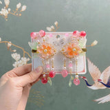 Chinese Style Peach Flower Hair Clip Women Hair Clip
