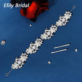 Efily Bridal Wedding Hair Accessories Silver Pearl Rhinestone Headband