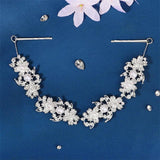 Efily Bridal Wedding Hair Accessories Silver Pearl Rhinestone Headband