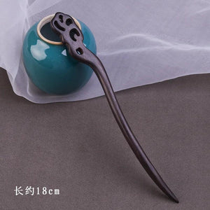 Vintage Real Ebony Wood Hair Sticks Women Chinese Hanfu Hair Jewelry