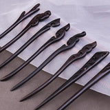 Vintage Real Ebony Wood Hair Sticks Women Chinese Hanfu Hair Jewelry