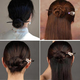 Vintage Real Ebony Wood Hair Sticks Women Chinese Hanfu Hair Jewelry