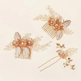 Crystal Bridal Hair Comb Clips Flower Hairpin for Women Party Tiara