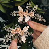 Crystal Bridal Hair Comb Clips Flower Hairpin for Women Party Tiara